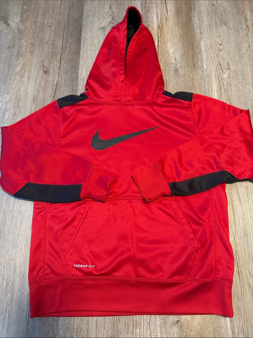 Nike Red Hoodie with Black Accents Kids Pullover